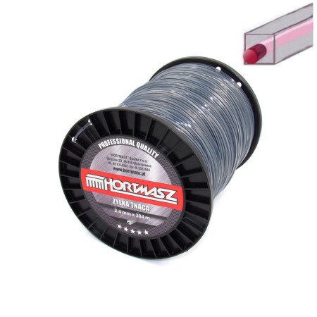 Żyłka tnąca 2,4 mm, 394 m, kwadrat, szpula duoline, kevlar, Hortmasz