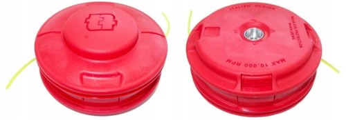 Przejdź do produktu Głowica żyłkowa TECOMEC M10x1,25LW z żyłką do kos spalinowych, czerwona, 10×1,25 LW