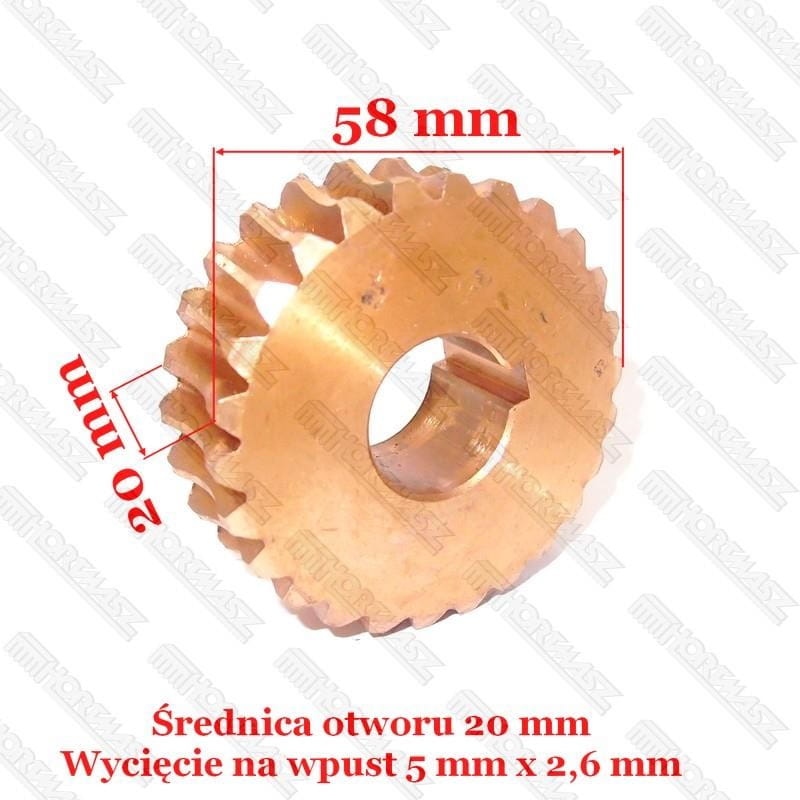KOŁO ŚLIMAKOWE HGS138L (BK-400) PRZEKŁADNI, ŚREDNICA ZEWN. 58 mm, GRUBOŚĆ KOŁA 20 mm, FI OTWORU 20 mm, ILOŚĆ ZĘBÓW 26