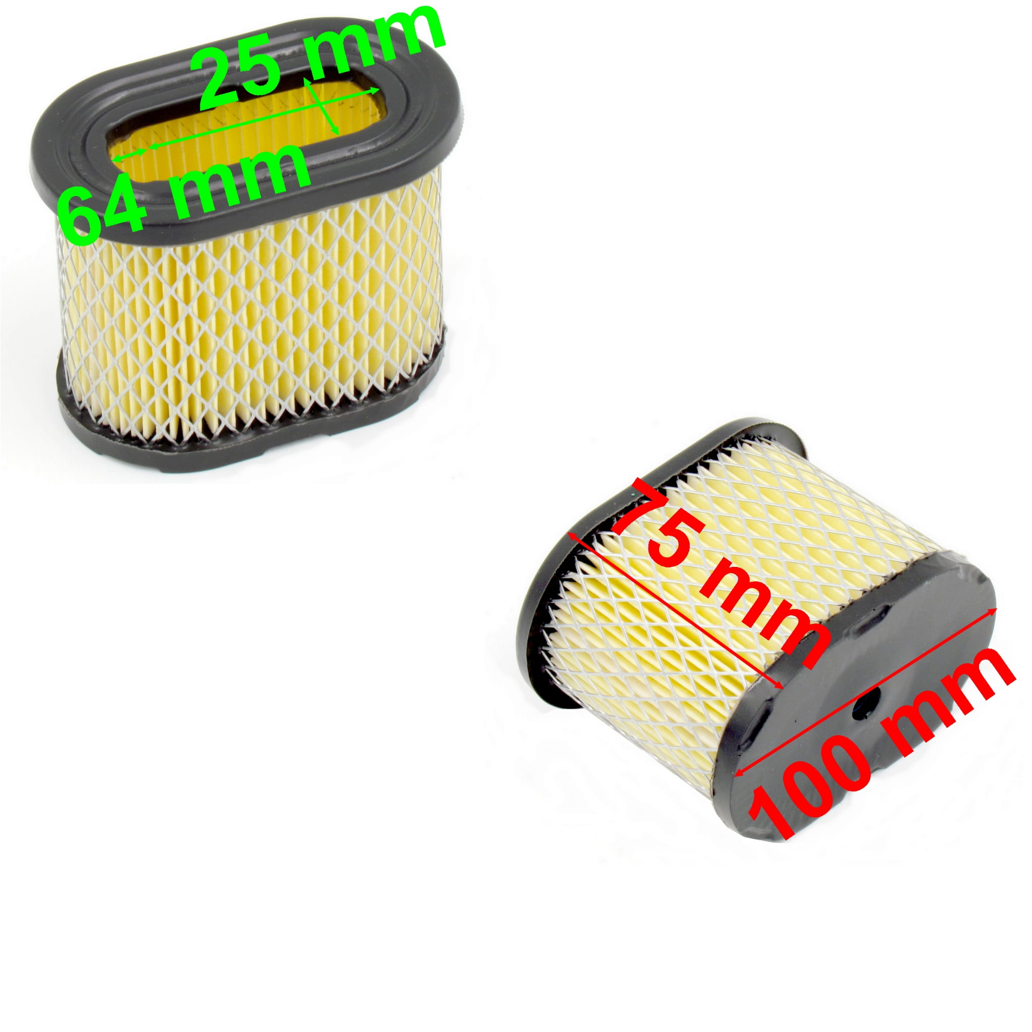 Filtr powietrza do silnika B&amp;S Intek 5,5-6,5 KM, 498596, 690610, 697029, dł. zew. 100 mm, dł. wew. 64,5 mm, szer. wew. 28 mm, wys. 76,4 mm